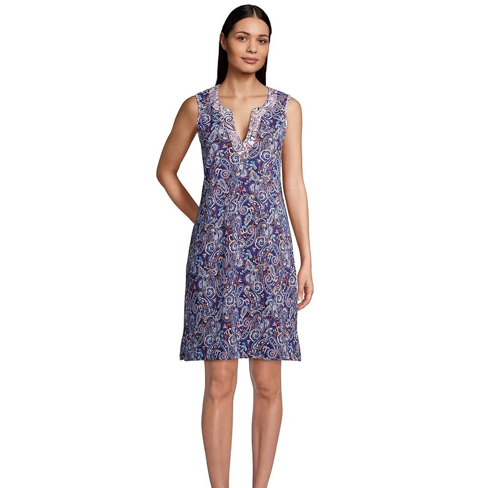 NWT Lands' End Women Sleeveless Cotton Jersey Swim Coverup Size XS $80 HH325